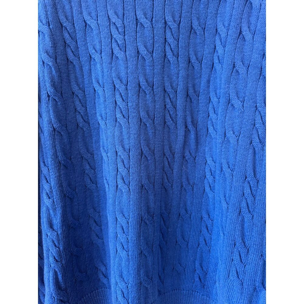 Talbots Women Petites Blue Cable Knit Crew Neck Sweater 2Xp - Picture 4 of 6